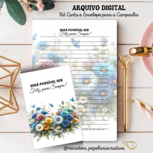 Kit Digital Envelope e Carta Slim - Jardim das Margaridas