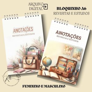 KIT DIGITAL BLOCO DE ANOTAÇÕES - REVISITAS E ESTUDOS ( FEMININO E MASCULINO)