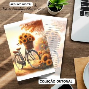 KIT DIGITAL PAPEL DE CARTA E ENVELOPE SLIM - COLEÇÃO OUTONAL