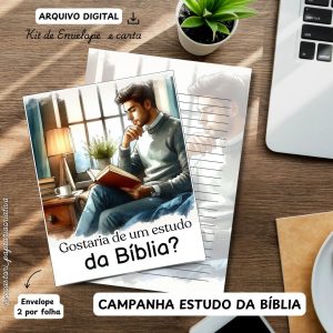 KIT DIGITAL ENVELOPE 2 POR FOLHA + CARTA ( GOSTARIA DE UM ESTUDO DA BÍBLIA?) COLEÇÃO MASCULINA
