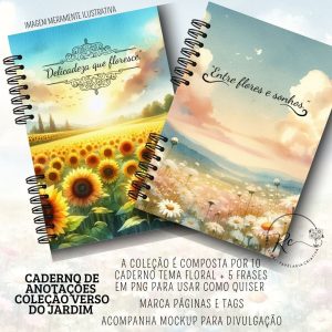 COMBO DIGITAL CADERNO PARA ANOTAÇÕES - COLEÇÃO VERSOS DO JARDIM