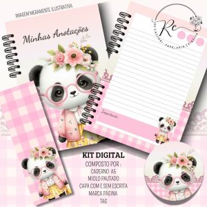 ARQUIVO DIGITAL CADERNO DE ANOTAÇÕES PANDA CUTE