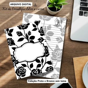 KIT DIGITAL ENVELOPE E CARTA SLIM - COLEÇÃO PRETO E BRANCO - VERSÃO SEM TEMA