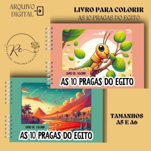 KIT DIGITAL LIVRO PARA COLORIR ( A5 E A6 ) - AS 10 PRAGAS DO EGITO