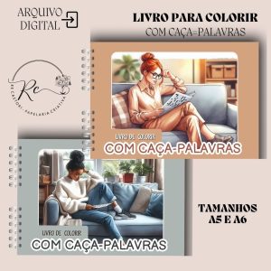 KIT DIGITAL LIVRO PARA COLORIR ( A5 E A6 ) - COM CAÇA-PALAVRAS