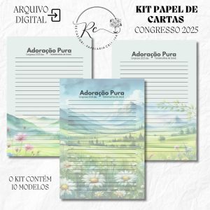 ARQUIVO DIGITAL CARTAS A4 - ADORAÇÃO PURA - CONGRESSO 2025 (KIT COM 10 MODELOS)