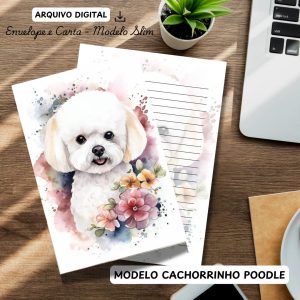 ARQUIVO DIGITAL ENVELOPE SLIM + CARTA A4  - MODELO CACHORRINHO POODLE