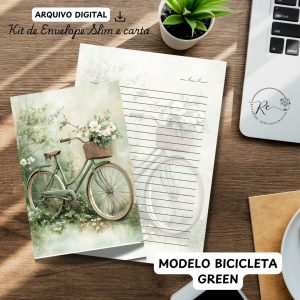 ARQUIVO DIGITAL ENVELOPE SLIM + CARTA A4  - MODELO BICICLETA GREEN