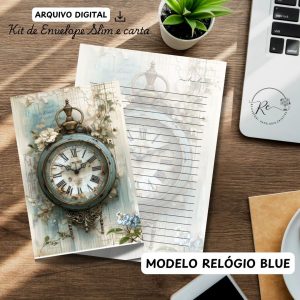 ARQUIVO DIGITAL ENVELOPE SLIM + CARTA A4  - MODELO RELÓGIO BLUE