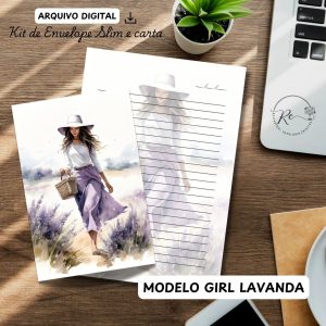 ARQUIVO DIGITAL ENVELOPE SLIM + CARTA A4  - MODELO GIRL LAVANDA
