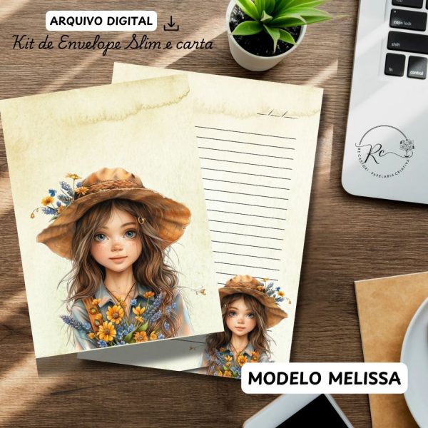 ARQUIVO DIGITAL ENVELOPE SLIM + CARTA A4  - MODELO MELISSA - Imagem 1