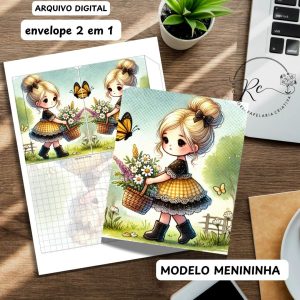 Arquivo Digital 2 em 1 Envelope Carta - Modelo Menininha