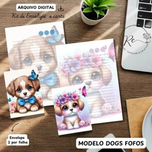 ARQUIVO DIGITAL ENVELOPE2 POR FOLHA + CARTA A4 - MODELO DOGS FOFOS