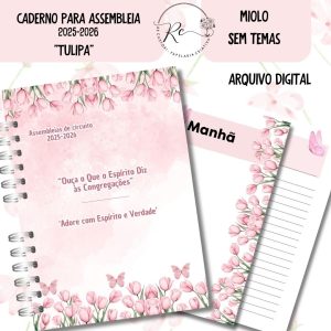 KIT DIGITAL CADERNO + MIOLO ASSEMBLEIA DE CIRCUITO 2025-2026 - FLORAL ROSA - SEM TEMA