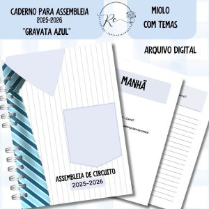 KIT DIGITAL CADERNO + MIOLO ASSEMBLEIA DE CIRCUITO 2025-2026 - GRAVATA AZUL - COM TEMAS