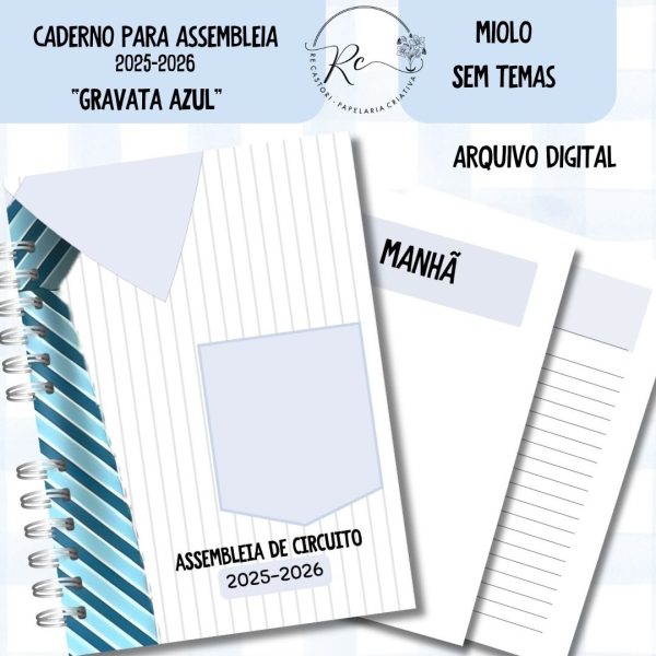 KIT DIGITAL CADERNO + MIOLO ASSEMBLEIA DE CIRCUITO 2025-2026 - GRAVATA AZUL - SEM TEMAS - Imagem 1