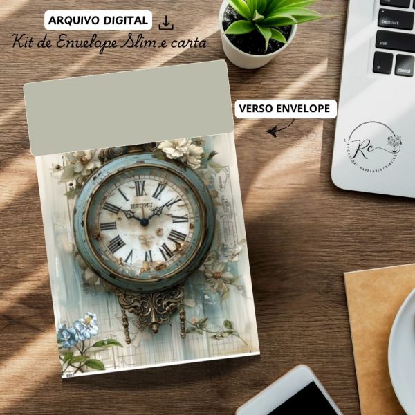 ARQUIVO DIGITAL ENVELOPE SLIM + CARTA A4  - MODELO RELÓGIO BLUE - Imagem 2