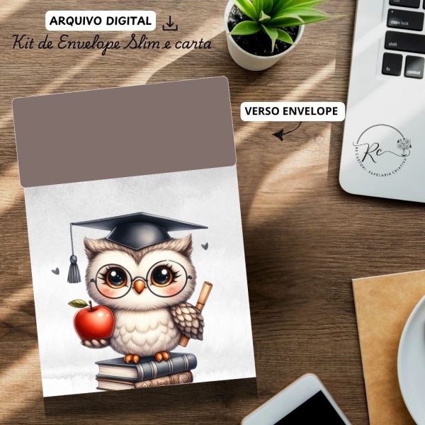 ARQUIVO DIGITAL ENVELOPE SLIM + CARTA A4  - MODELO PROFESSOR CORUJA - Imagem 2