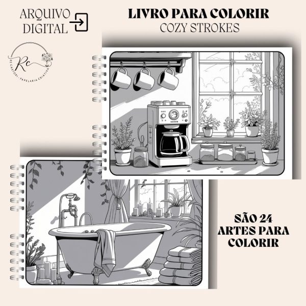 KIT DIGITAL LIVRO PARA COLORIR ( A5 ) - COZY STROKES - Imagem 2