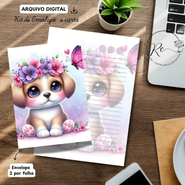 ARQUIVO DIGITAL ENVELOPE2 POR FOLHA + CARTA A4 - MODELO DOGS FOFOS - Imagem 2