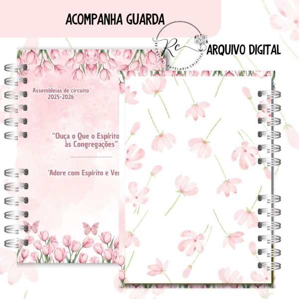 KIT DIGITAL CADERNO + MIOLO ASSEMBLEIA DE CIRCUITO 2025-2026 - FLORAL ROSA - SEM TEMA - Imagem 2