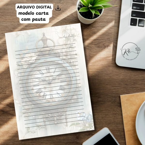 ARQUIVO DIGITAL ENVELOPE SLIM + CARTA A4  - MODELO RELÓGIO BLUE - Imagem 3
