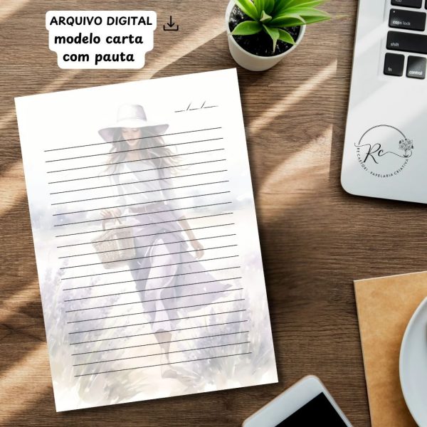 ARQUIVO DIGITAL ENVELOPE SLIM + CARTA A4  - MODELO GIRL LAVANDA - Imagem 3