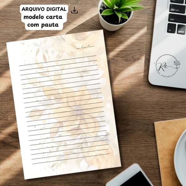 ARQUIVO DIGITAL ENVELOPE SLIM + CARTA A4  - MODELO FLORAL PATRICE - Imagem 3