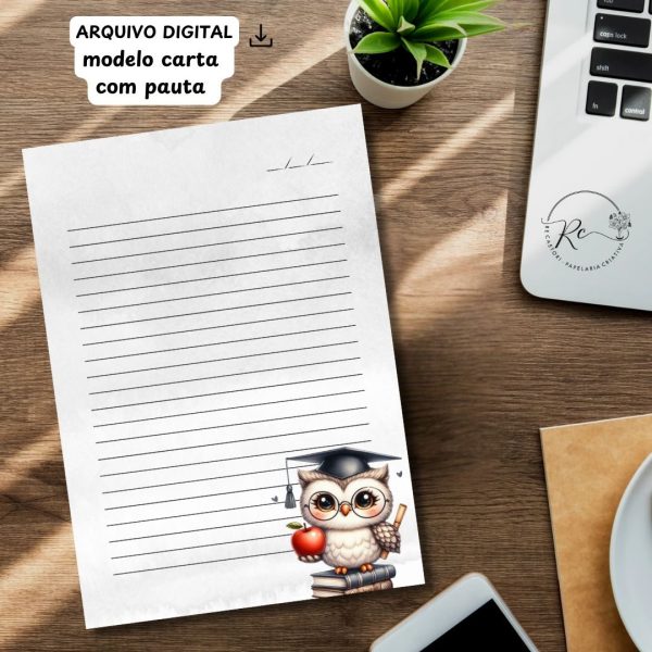 ARQUIVO DIGITAL ENVELOPE SLIM + CARTA A4  - MODELO PROFESSOR CORUJA - Imagem 3