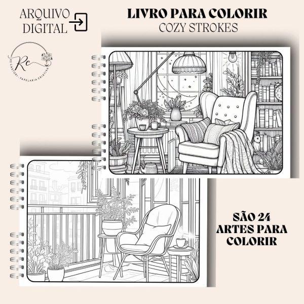 KIT DIGITAL LIVRO PARA COLORIR ( A5 ) - COZY STROKES - Imagem 3