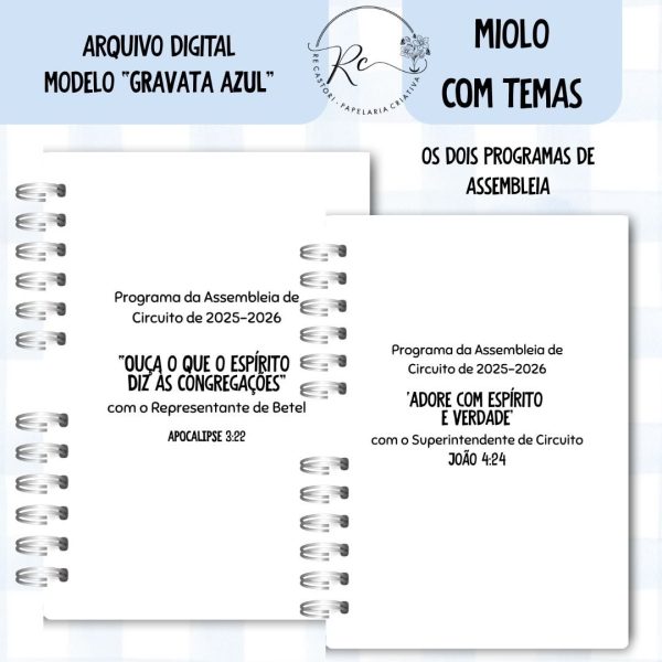 KIT DIGITAL CADERNO + MIOLO ASSEMBLEIA DE CIRCUITO 2025-2026 - GRAVATA AZUL - COM TEMAS - Imagem 3