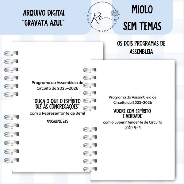 KIT DIGITAL CADERNO + MIOLO ASSEMBLEIA DE CIRCUITO 2025-2026 - GRAVATA AZUL - SEM TEMAS - Imagem 3