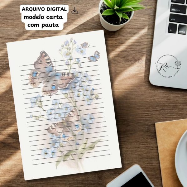 ARQUIVO DIGITAL ENVELOPE SLIM + CARTA A4  - MODELO FLORAL - Imagem 3