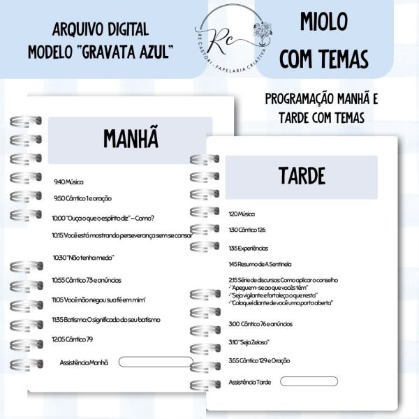 KIT DIGITAL CADERNO + MIOLO ASSEMBLEIA DE CIRCUITO 2025-2026 - GRAVATA AZUL - COM TEMAS - Imagem 4