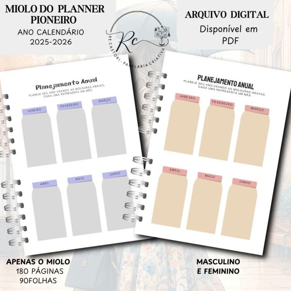 KIT DIGITAL MIOLO PLANNER DO PIONEIRO - FEMININO E MASCULINO (APENAS O MIOLO) - ANO CLENDÁRIO SETEMBRO 2025 Á AGOSTO 2026 - Imagem 4