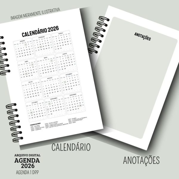 KIT DIGITAL AGENDA 2026 1 DIA POR PÁGINA - SEM HORÁRIOS - MASCULINA VERDE - Imagem 4