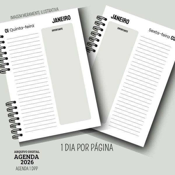 KIT DIGITAL AGENDA 2026 1 DIA POR PÁGINA - SEM HORÁRIOS - MASCULINA VERDE - Imagem 5