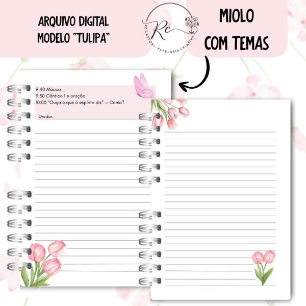 KIT DIGITAL CADERNO + MIOLO ASSEMBLEIA DE CIRCUITO 2025-2026 - FLORAL ROSA - COM TEMA - Imagem 5