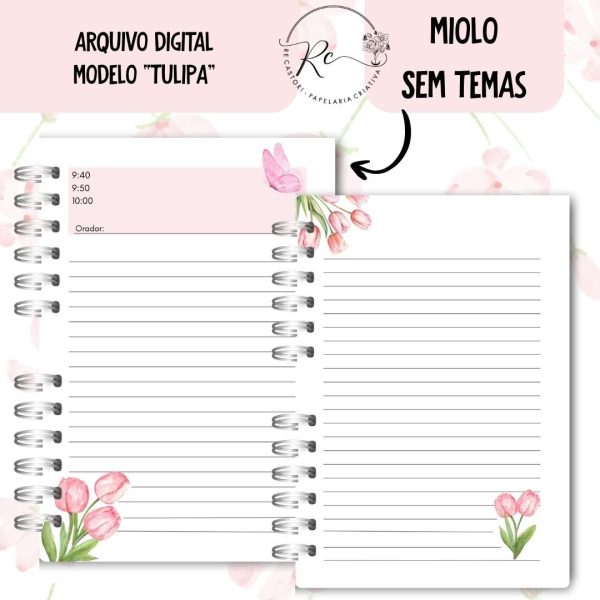 KIT DIGITAL CADERNO + MIOLO ASSEMBLEIA DE CIRCUITO 2025-2026 - FLORAL ROSA - SEM TEMA - Imagem 5