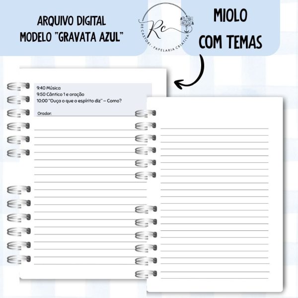 KIT DIGITAL CADERNO + MIOLO ASSEMBLEIA DE CIRCUITO 2025-2026 - GRAVATA AZUL - COM TEMAS - Imagem 5