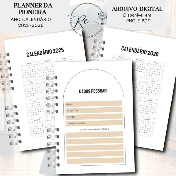 KIT DIGITAL PLANNER DA PIONEIRA (ANO CALENDÁRIO SETEMBRO DE 2025 Á AGOSTO DE 2026) modelo feminino - Imagem 5