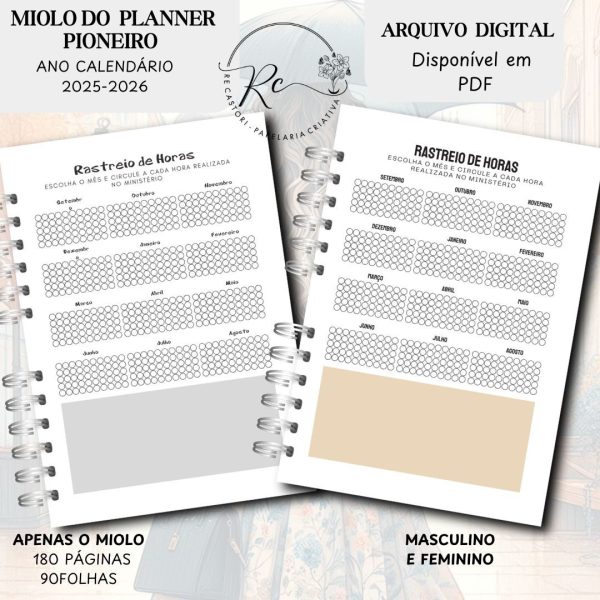 KIT DIGITAL MIOLO PLANNER DO PIONEIRO - FEMININO E MASCULINO (APENAS O MIOLO) - ANO CLENDÁRIO SETEMBRO 2025 Á AGOSTO 2026 - Imagem 5