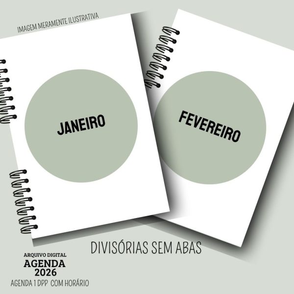 KIT DIGITAL AGENDA 2026 1 DIA POR PÁGINA - COM HORÁRIOS - MASCULINA VERDE - Imagem 6
