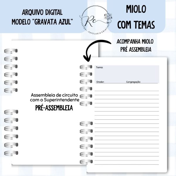KIT DIGITAL CADERNO + MIOLO ASSEMBLEIA DE CIRCUITO 2025-2026 - GRAVATA AZUL - COM TEMAS - Imagem 6