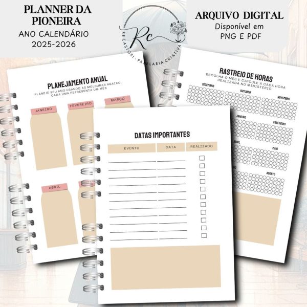 KIT DIGITAL PLANNER DA PIONEIRA (ANO CALENDÁRIO SETEMBRO DE 2025 Á AGOSTO DE 2026) modelo feminino - Imagem 6