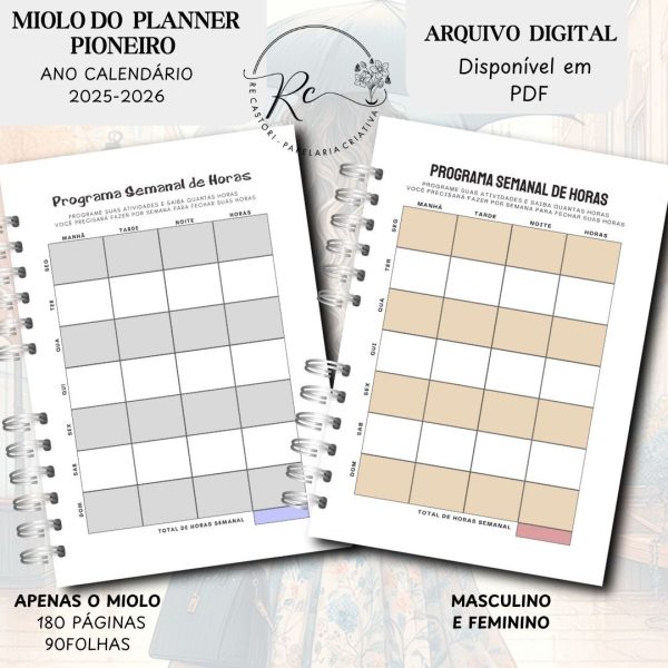 KIT DIGITAL MIOLO PLANNER DO PIONEIRO - FEMININO E MASCULINO (APENAS O MIOLO) - ANO CLENDÁRIO SETEMBRO 2025 Á AGOSTO 2026 - Imagem 6