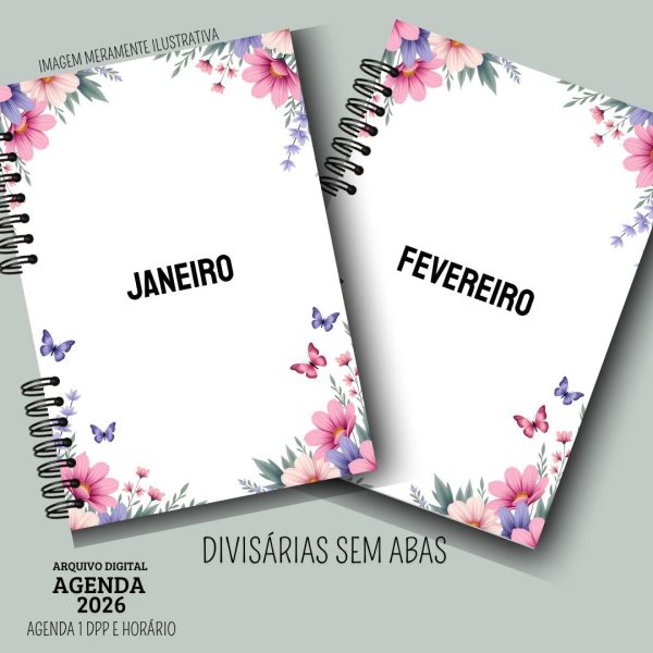 KIT DIGITAL AGENDA 2026 1 DIA POR PÁGINA SEM HORÁRIOS - FLORAL ROSA - Imagem 6