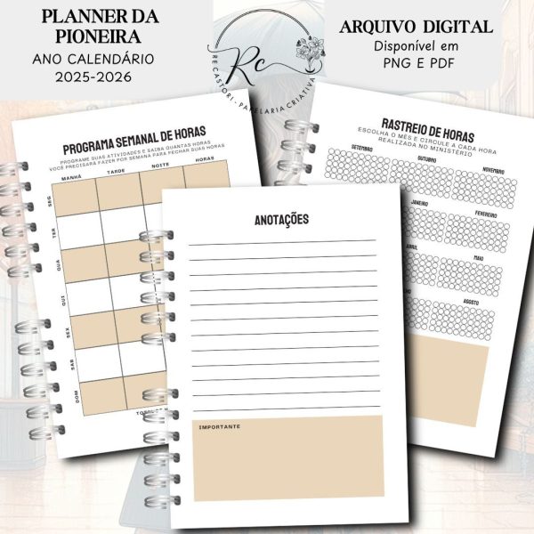 KIT DIGITAL PLANNER DA PIONEIRA (ANO CALENDÁRIO SETEMBRO DE 2025 Á AGOSTO DE 2026) modelo feminino - Imagem 7