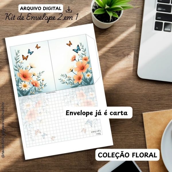 Kit Digital 2 em 1 Envelope Carta (Coleção Floral sem tema) - Imagem 7