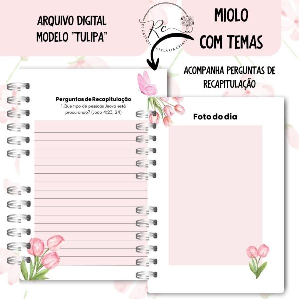 KIT DIGITAL CADERNO + MIOLO ASSEMBLEIA DE CIRCUITO 2025-2026 - FLORAL ROSA - COM TEMA - Imagem 7